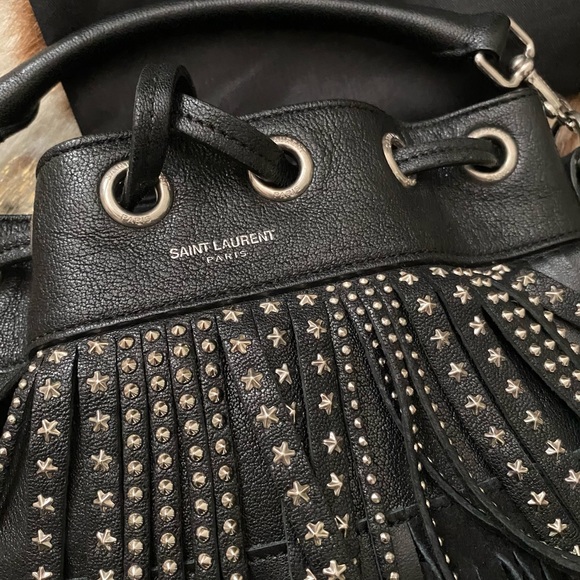 SAINT LAURENT STUDDED SMALL EMMANUELLE FRINGE BAG - Picture 2 of 15
